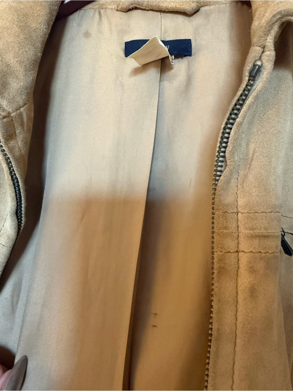 J.Crew Tan Suede Leather Zip Jacket XS Style 62065 Genuine Leather